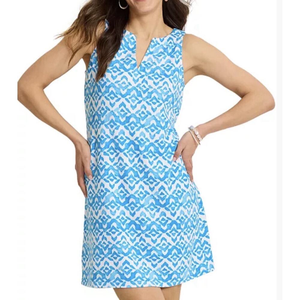 Tommy Bahama Darcy Coastal Tiles Spa Dress Beach Cover-Up Como Blue White XL